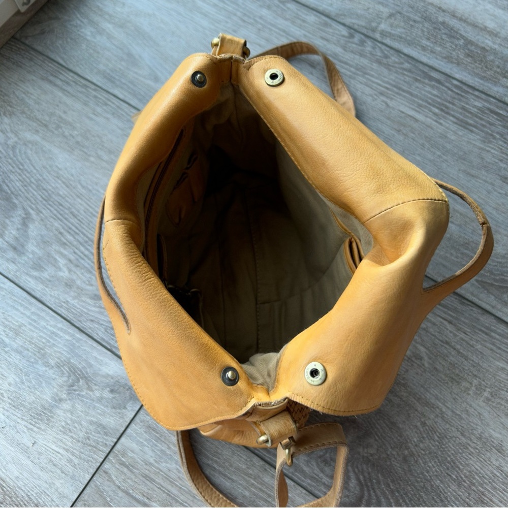 Milo Genuine Tan Leather Braided Leather Foldover Crossbody Bag - Picture 11 of 16